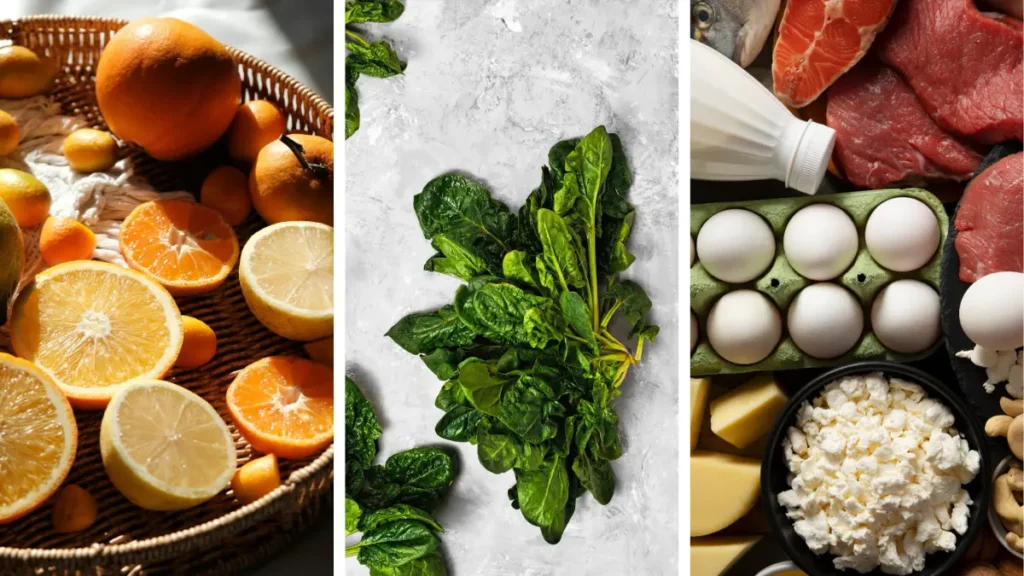 Fresh citrus fruits, leafy greens, and lean proteins to support natural bioavailability and healthy digestion.