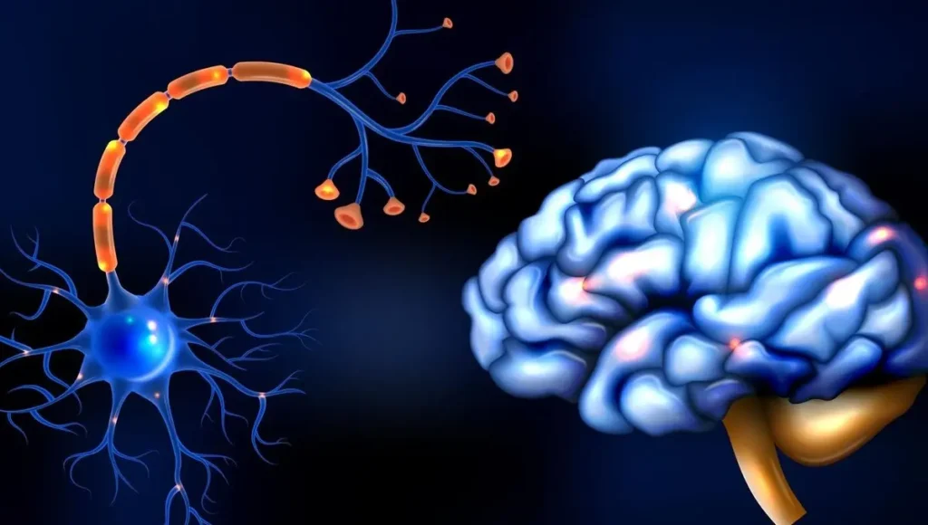 Glistening neuron pathways and brain architecture glowing to fuel ATP cellular energy and BDNF production.