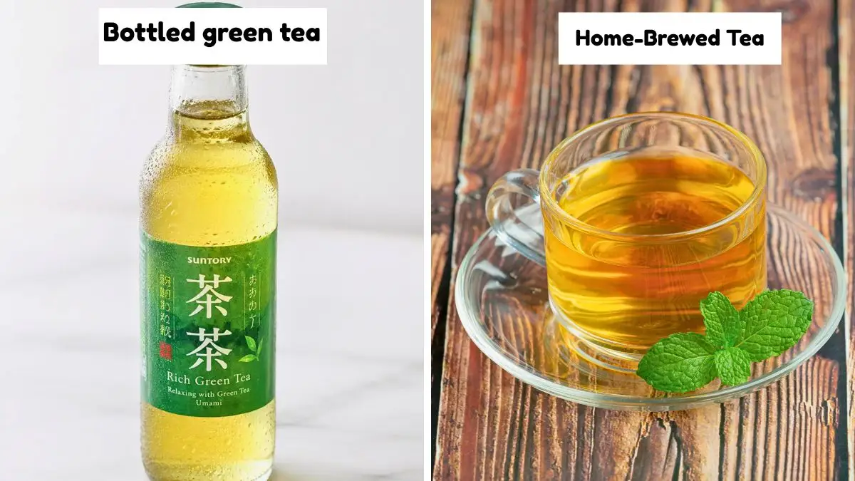 Comparing a store-bought plastic tea bottle with freshly prepared home-brewed tea to protect fragile catechins for maximum metabolic heat production.