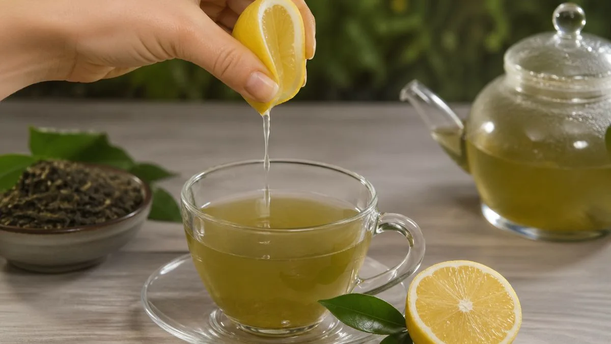 Squeezing fresh lemon into green tea to optimize EGCG benefits for weight loss through better antioxidant absorption.